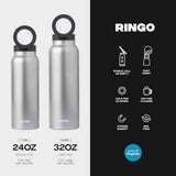 RINGO Water Bottle + Free Magnetic Booster Ring| Stainless Steel Hydration Bottle w/ Integrated MagSafe Phone Mount, 12Hrs Hot/24Hrs Cold, BPA-Free, Works w/ All Devices Android & iOS- Stainless 32Oz