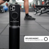 RINGO PRO Water Bottle with Sip Straw Lid| Stainless Steel Hydration Bottle w/ Integrated Magnetic Phone Mount, 12Hrs Hot/24Hrs Cold, BPA-Free, Works w/ Phones & Tablets - Black 24Oz / 710ml