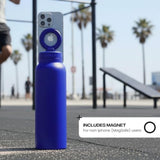 RINGO PRO Water Bottle with Sip Straw Lid| Stainless Steel Hydration Bottle w/ Integrated Magnetic Phone Mount, 12Hrs Hot/24Hrs Cold, BPA-Free, Works w/ Phones & Tablets - Blue 24Oz / 710ml
