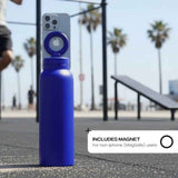 RINGO PRO Water Bottle with Sip Straw Lid| Stainless Steel Hydration Bottle w/ Integrated Magnetic Phone Mount, 12Hrs Hot/24Hrs Cold, BPA-Free, Works w/ Phones & Tablets - Blue 24Oz / 710ml
