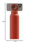 RINGO PRO Water Bottle with Sip Straw Lid| Stainless Steel Hydration Bottle w/ Integrated Magnetic Phone Mount, 12Hrs Hot/24Hrs Cold, BPA-Free, Works w/ Phones & Tablets - Orange 24Oz / 710ml