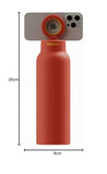 RINGO PRO Water Bottle with Sip Straw Lid| Stainless Steel Hydration Bottle w/ Integrated Magnetic Phone Mount, 12Hrs Hot/24Hrs Cold, BPA-Free, Works w/ Phones & Tablets - Orange 24Oz / 710ml