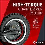 Razor Motorbike Dirt Rocket MX125 - Electric Dirt Bike, 100W High Torque, 13Km/Hr Speed, 12" Tires, Great for Smooth & Off Road, Rechargeable, Battery Operated, For 8+ Age - Black