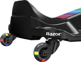 Razor Crazy Cart Shift Lightshow, 3-Wheeler Go Kart, Powerful Hub Motor, LightWeight High-impact w/ Multi-color LED light bars, Strong & Sturdy, Rechargeable, Battery Operated, For 6+ Age - Black