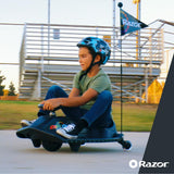 Razor Crazy Cart Shift Lightshow, 3-Wheeler Go Kart, Powerful Hub Motor, LightWeight High-impact w/ Multi-color LED light bars, Strong & Sturdy, Rechargeable, Battery Operated, For 6+ Age - Black