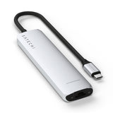 محول SATECHI متعدد المنافذ USB-C نحيف مع محول إيثرنت 7 في 1 فضي