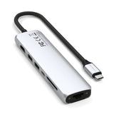محول SATECHI متعدد المنافذ USB-C نحيف مع محول إيثرنت 7 في 1 فضي