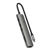 Satechi - Adapter - Multiport - Usb-C Slim With Ethernet Adapter 7-In-1 - Space Gray
