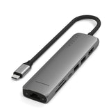 Satechi - Adapter - Multiport - Usb-C Slim With Ethernet Adapter 7-In-1 - Space Gray