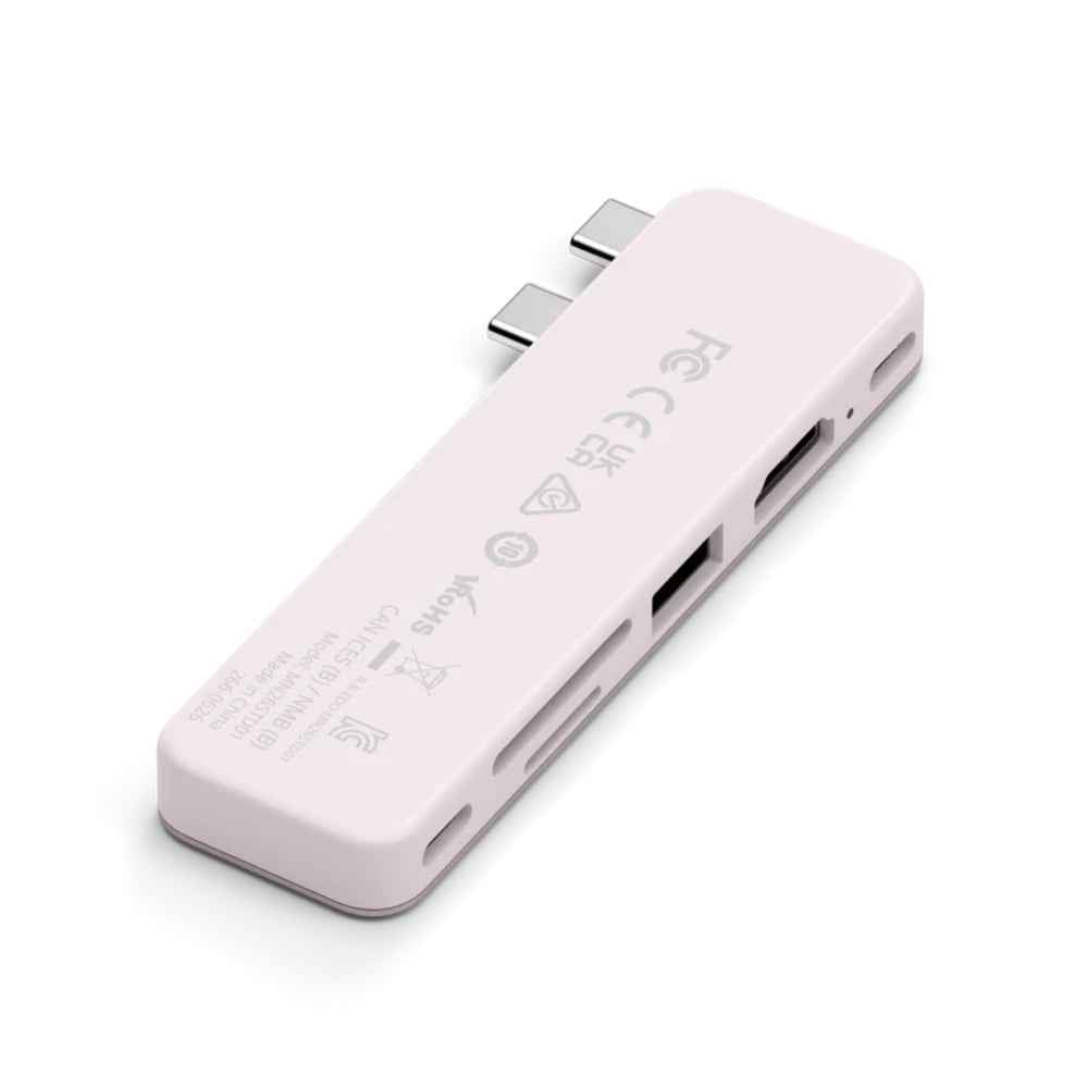 Satechi USB-C Snap Hub, 6-in-1 USB-C Hub for MacBook Neo, MacBook Air & Pro, 4K HDMI, 45W PD Charging, USB-A & USB-C 5Gbps, SD & MicroSD Card Readers, Aluminum, Compact Design, Blush