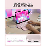 Satechi USB-C Snap Hub, 6-in-1 USB-C Hub for MacBook Neo, MacBook Air & Pro, 4K HDMI, 45W PD Charging, USB-A & USB-C 5Gbps, SD & MicroSD Card Readers, Aluminum, Compact Design, Blush