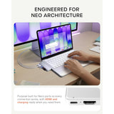 Satechi USB-C Snap Hub, 6-in-1 USB-C Hub for MacBook Neo, MacBook Air & Pro, 4K HDMI, 45W PD Charging, USB-A & USB-C 5Gbps, SD & MicroSD Card Readers, Aluminum, Compact Design, Silver