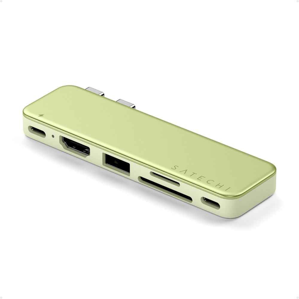 Satechi USB-C Snap Hub, 6-in-1 USB-C Hub for MacBook Neo, MacBook Air & Pro, 4K HDMI, 45W PD Charging, USB-A & USB-C 5Gbps, SD & MicroSD Card Readers, Aluminum, Compact Design, Citrus
