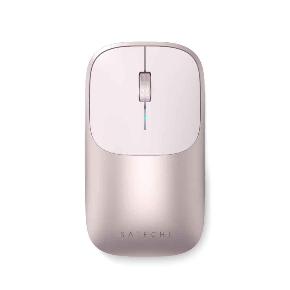 Satechi Slim EX Wireless Mouse, Bluetooth 5.3 & 2.4GHz USB-C Wireless Mouse, Quiet Clicks, Precision Scroll Wheel, USB-C Rechargeable, Aluminum, Compatible with Mac, Windows, iPad & iPhone, Blush