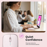 Satechi Slim EX Wireless Mouse, Bluetooth 5.3 & 2.4GHz USB-C Wireless Mouse, Quiet Clicks, Precision Scroll Wheel, USB-C Rechargeable, Aluminum, Compatible with Mac, Windows, iPad & iPhone, Blush