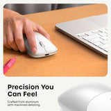 Satechi Slim EX Wireless Mouse, Bluetooth 5.3 & 2.4GHz USB-C Wireless Mouse, Quiet Clicks, Precision Scroll Wheel, USB-C Rechargeable, Aluminum, Compatible with Mac, Windows, iPad & iPhone, Silver
