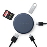 Satechi OntheGo 5-in-1 Multiport Adapter, USB-C Hub for MacBook Neo, MacBook Air & Pro, 4K HDMI, 60W PD Charging, 5Gbps USB-C & USB-A, UHS-I SD Card Reader, Magnetic Mount, Indigo