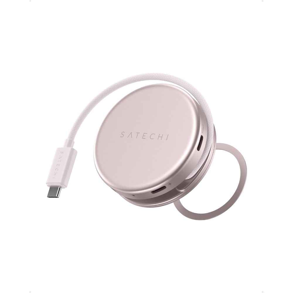 Satechi OntheGo 5-in-1 Multiport Adapter, USB-C Hub for MacBook Neo, MacBook Air & Pro, 4K HDMI, 60W PD Charging, 5Gbps USB-C & USB-A, UHS-I SD Card Reader, Magnetic Mount, Blush
