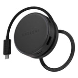 Satechi OntheGo™ 7-in-1 USB-C Hub, Compact Magnetic Multiport Adapter, 100W PD, HDMI 4K/60Hz, Gigabit Ethernet, 2×USB-A 5Gbps, SD/microSD Reader, Coiled Cable, for Mac & Windows – Space Black
