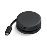 Satechi OntheGo™ 7-in-1 USB-C Hub, Compact Magnetic Multiport Adapter, 100W PD, HDMI 4K/60Hz, Gigabit Ethernet, 2×USB-A 5Gbps, SD/microSD Reader, Coiled Cable, for Mac & Windows – Space Black