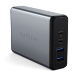 شاحن مكتبي من ساتيتشي بقوة 108 واط، يدعم الشحن السريع من النوع C (منفذان USB-C ومنفذان USB-A) - رمادي فلكي