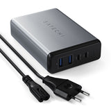 شاحن مكتبي من ساتيتشي بقوة 108 واط، يدعم الشحن السريع من النوع C (منفذان USB-C ومنفذان USB-A) - رمادي فلكي