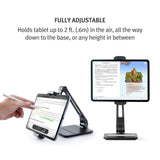 حامل TWELVE SOUTH HoverBar Duo لأجهزة iPad/iPad Pro/الأجهزة اللوحية - حامل ذراع قابل للتعديل، وقاعدة، ومشبك تثبيت على السطح - أسود
