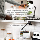حامل TWELVE SOUTH HoverBar Duo لأجهزة iPad/iPad Pro/الأجهزة اللوحية - حامل ذراع قابل للتعديل، وقاعدة، ومشبك تثبيت على السطح - أسود