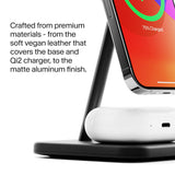 TWELVE SOUTH HiRise 2 Deluxe 2-IN-1 Wireless Charger Stand Qi2 Compact Desk Charger - Black