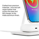 TWELVE SOUTH HiRise 2 Deluxe 2-IN-1 Wireless Charger Stand Qi2 Compact Desk Charger - White
