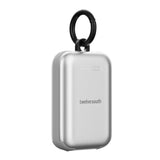 Twelve South PowerClip Mini Portable Power Bank 2000mAh with Built-in USB-C Cable, Dual USB-C Charging, LED Battery Indicator, Pass-Through Charging and Zinc-Alloy Carabiner for iPhone, Android and AirPods, Silver