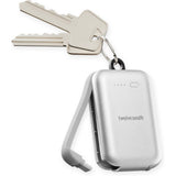 Twelve South PowerClip Mini Portable Power Bank 2000mAh with Built-in USB-C Cable, Dual USB-C Charging, LED Battery Indicator, Pass-Through Charging and Zinc-Alloy Carabiner for iPhone, Android and AirPods, Silver