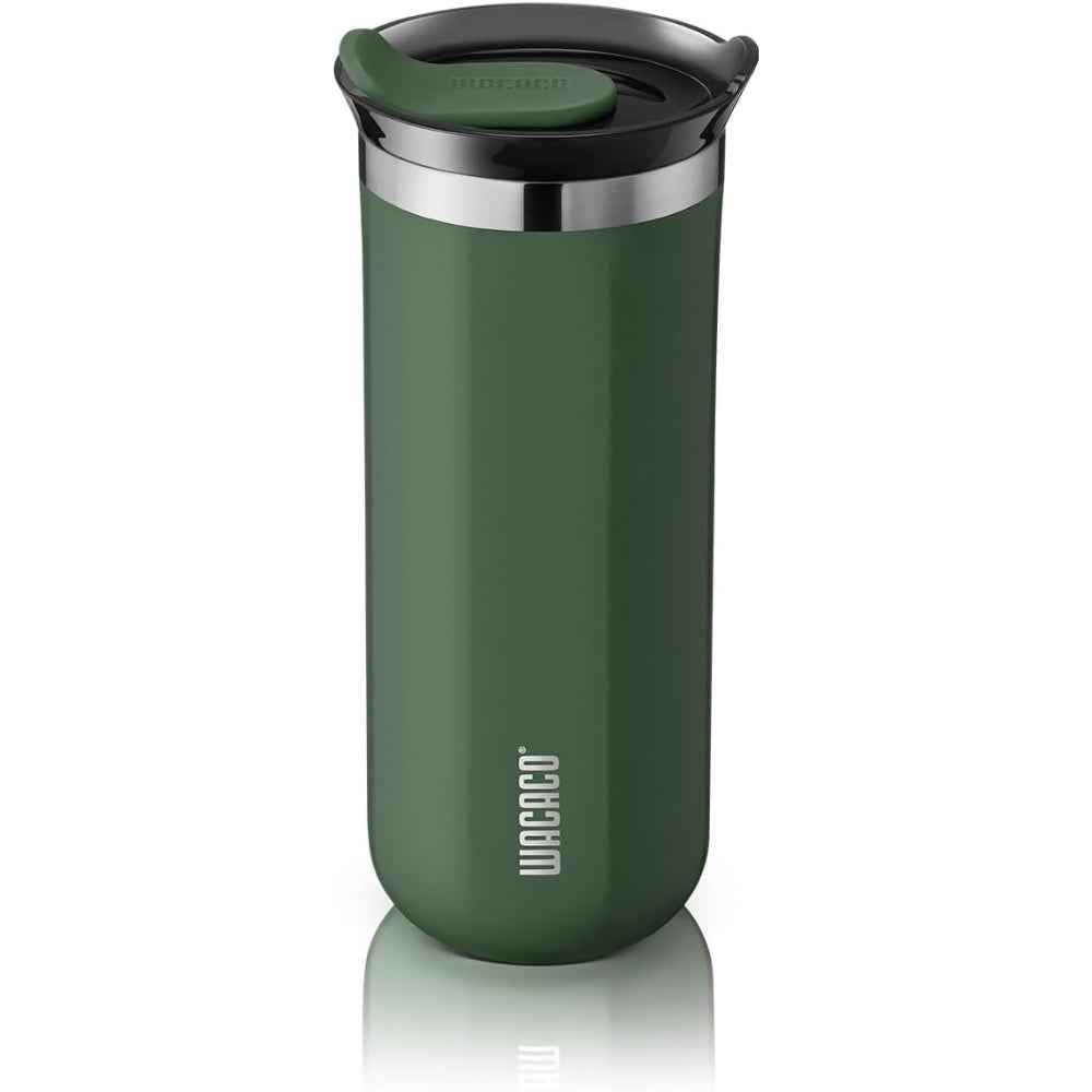 Wacaco Octaroma GRANDE Vacuum Insulated Mug (435ml) - Double Wall Stainless Steel Coffee Travel Tumbler w/ Leakproof Drinking Lid, Reusable, Washable, BPA-Free, Hot & Cold - Green