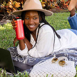Wacaco Octaroma GRANDE Vacuum Insulated Mug (435ml) - Double Wall Stainless Steel Coffee Travel Tumbler w/ Leakproof Drinking Lid, Reusable, Washable, BPA-Free, Hot & Cold - Red
