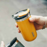 Wacaco OCTAROMA Vacuum Insulated Mug (300ml) - Double Wall Stainless Steel Vacuum Insulated Coffee Travel Mug with Leakproof Drinking Lid - Yellow