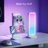 Nanoleaf Pegboard Desk Dock with LED Display| RGB Light Effects, Desk Storage, Connectivty, Stylish Desk Set-up for Gen Z, Compatible with Mac & Windows - White
