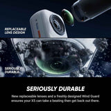 Insta360 X5 Stand Alone| 15M Waterproof 8K 360 Action Camera, Dual 1/1.28" Sensor, Low Light Capture, Wind Guard, Replaceable Lens, 185 Mins Battery Life, AI Editing, Auto Stabilization - Satin White