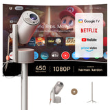 جهاز عرض محمول XGIMI MoGo 3 Pro، بقوة 450 لومن ISO ودقة 1080P Full HD، مع قاعدة PowerBase - بيج