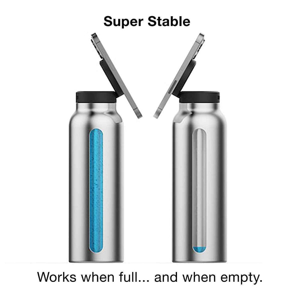 RINGO Water Bottle + Free Magnetic Booster Ring| Stainless Steel Hydration Bottle w/ Integrated MagSafe Phone Mount, 12Hrs Hot/24Hrs Cold, BPA-Free, Works w/ All Devices Android & iOS- Stainless 32Oz