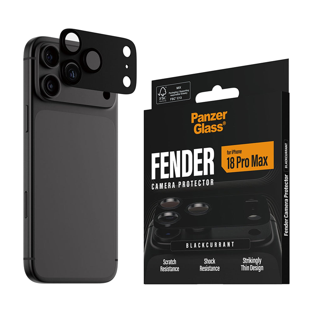 PanzerGlass iPhone 18 Pro Max FENDER Camera Protector | Full Camera Island Protection, Matte Aluminum Frame, Tempered Glass Lens Guard, Color-Matched, Scratch & Impact Protection, Black