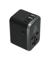 محول سفر عالمي من أدونيت 3C2A - شاحن جداري دولي بتقنية الشحن السريع 65 واط (3 منافذ USB-C + منفذان USB-A) - أسود