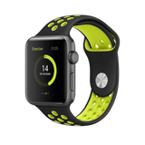 BEHELLO Premium Apple Watch Series 1-8 & SE 42/44mm Silicone Strap - Black/Yellow (Apple Watch sold separately)