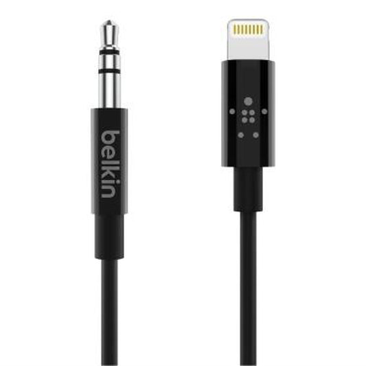 Belkin 6 ft/1.8 m 3.5 mm Audio Cable with Lightning Connector - MFi-Certified Lightning to Aux Cable for iPhone 13, 13 Pro, 13 Pro Max, 13 mini, 12, 12 Pro, 12 Pro Max, 12 mini, Black