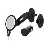 حامل سكوش السحري لـ Magsafe 4 في 1 (فتحة التهوية - لوحة القيادة - متأرجح) + شاحن سيارة PD بقوة 20 واط - أسود