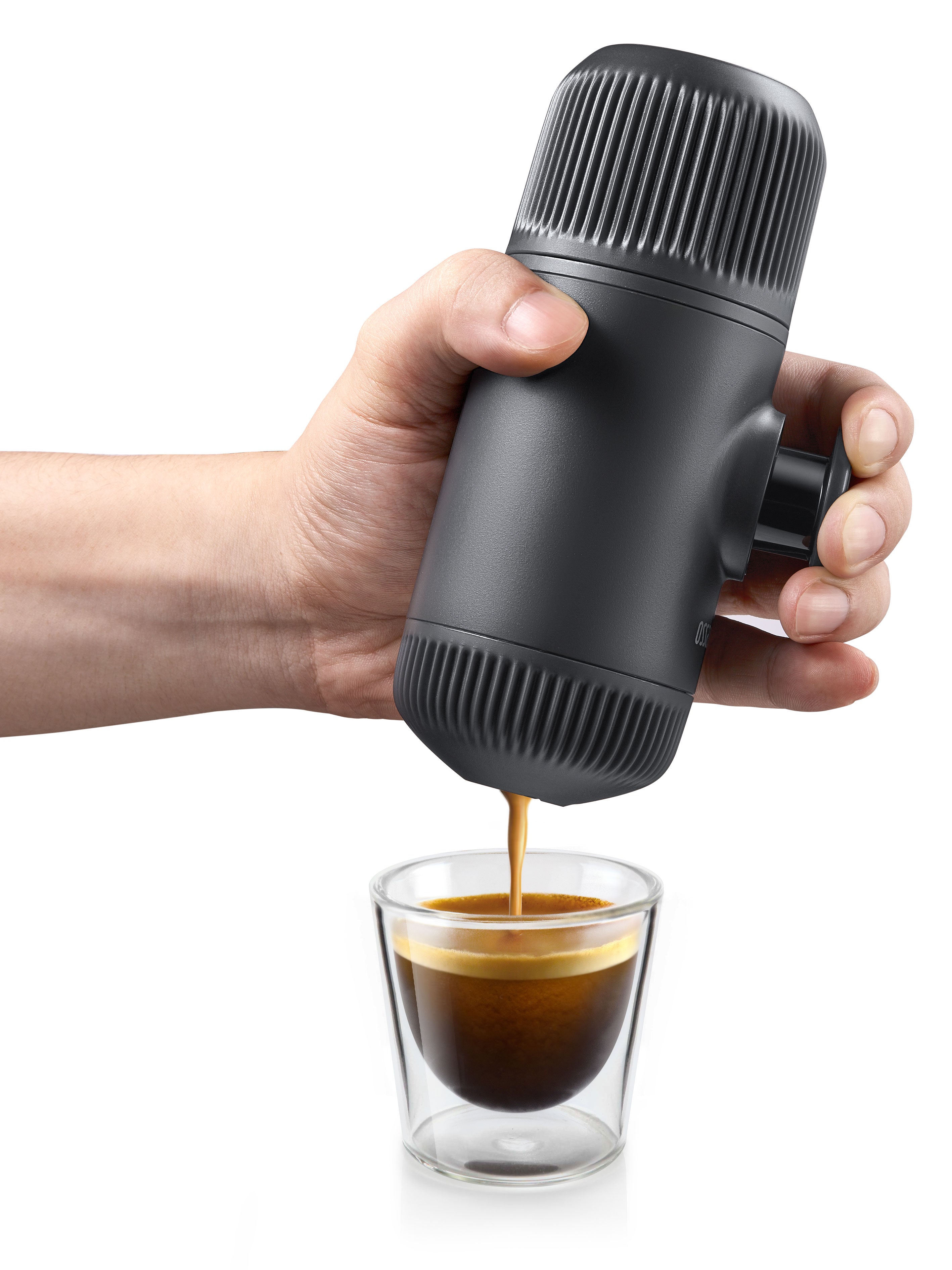Wacaco Nanopresso Portable Espresso Maker, 18 Bar Manual Pressure, Travel Coffee Machine, Ground Coffee Compatible, No Electricity Needed, Black