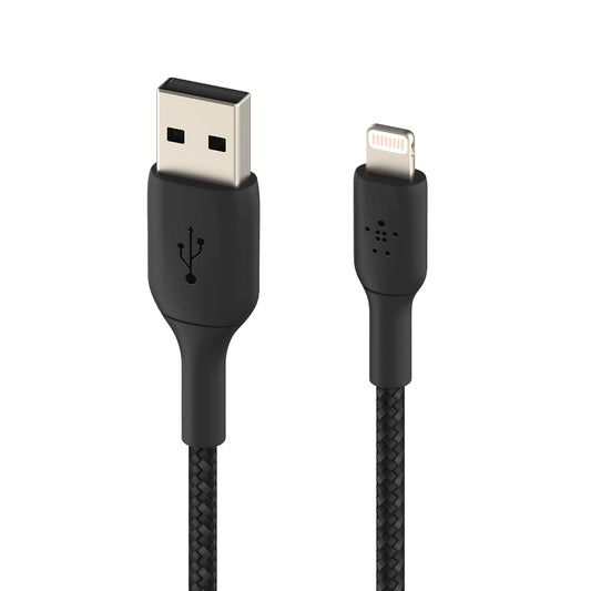 Belkin - Boost Charge USB-A to Lightning Braided Cable 0.15Meter - Black