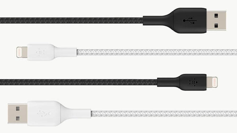 كابل شحن سريع من بيلكين، من نوع USB-A إلى Lightning، مضفر، بطول 0.15 متر - أسود