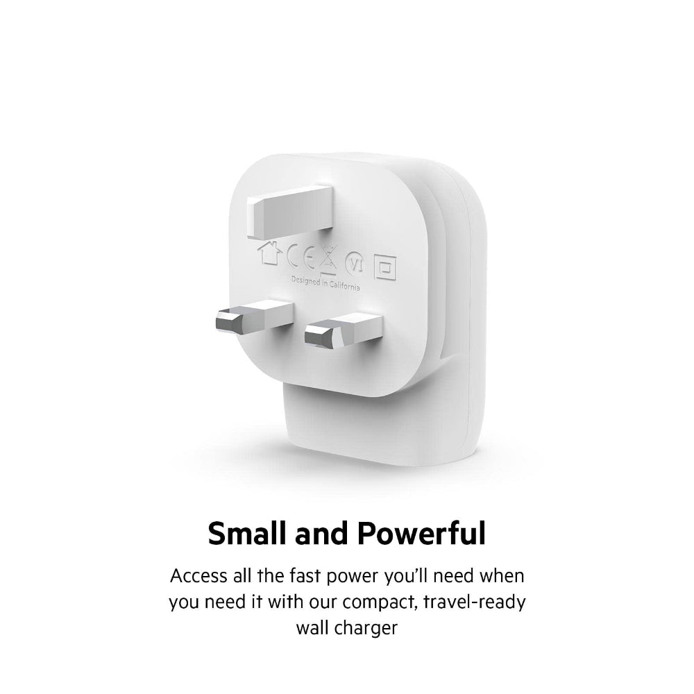 BELKIN BOOSTCHARGE PPS Wall Charger PD 3.0 30 Watts| Slim, Portable, LightWeight, Fast Charging for Apple iPhone 16/15 Series, iPads, Samsung Phones, Tablets - White