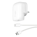 BELKIN BoostCharge Wall Charger 30W PD 3.0 PPS with USB-C to USB-C Cable| Slim, Portable, LightWeight, Fast Charging for Apple iPhone 16/15 Series, iPads, Samsung Phones, Tablets - White