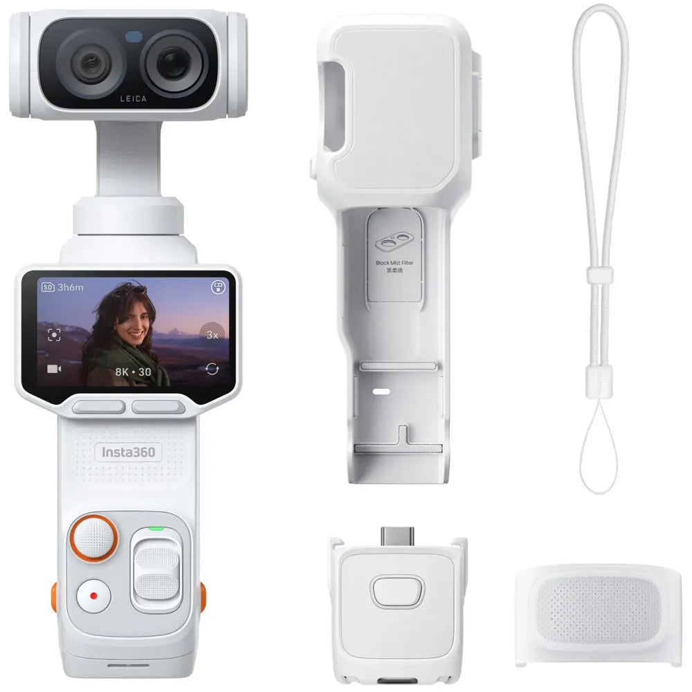 Insta360 Luna Ultra Standard Bundle| 8K Pocket Size Gimbal Camera w/ Dual Leica Lens System + Protective Cover + Wind Guard + Thread Handle + Wrist Strap, For Travel, Vlogging, Black